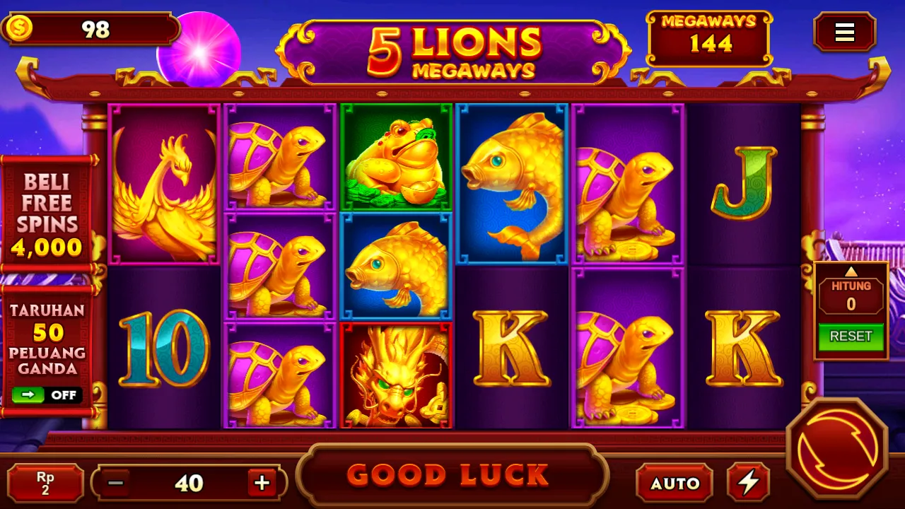 Slot 5 Lions dengan simbol singa emas