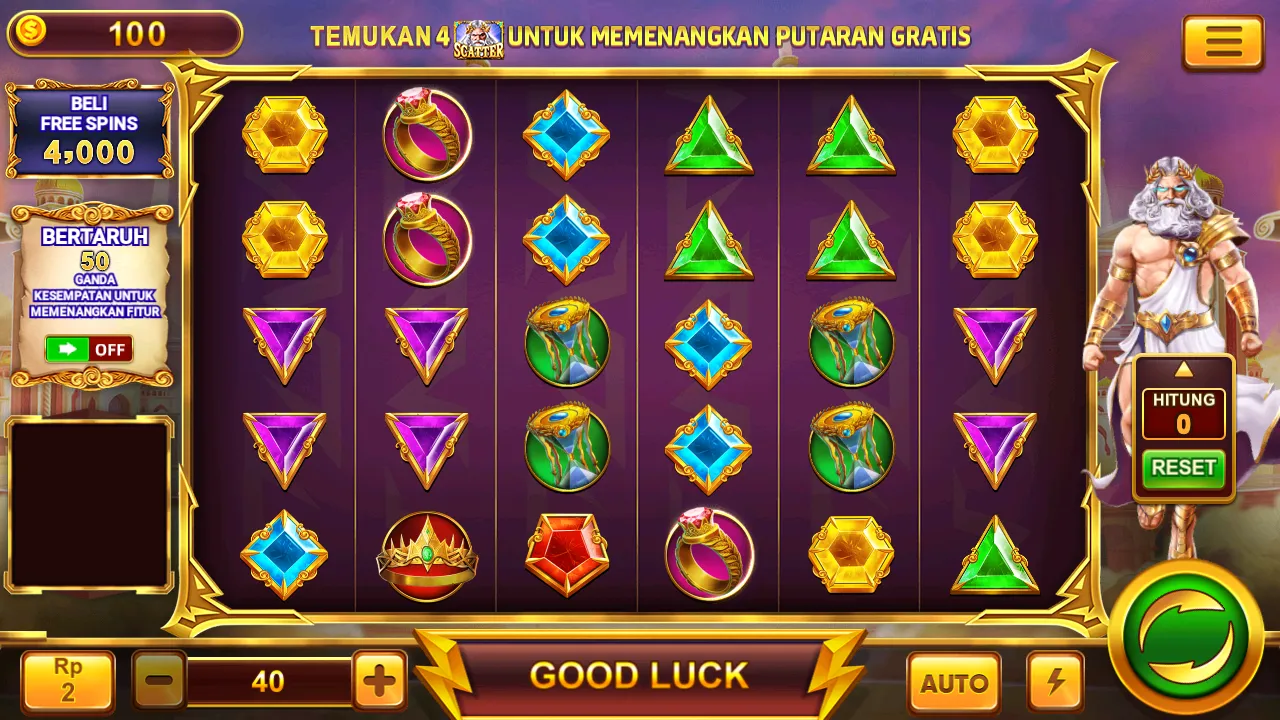 Slot Gates of Olympus dengan latar kuil Yunani